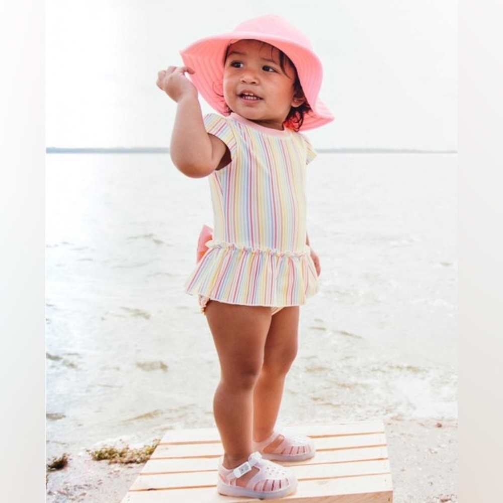 Rufflebutts Baby One piece Swim Set with Bow‎ Size 12-18mo